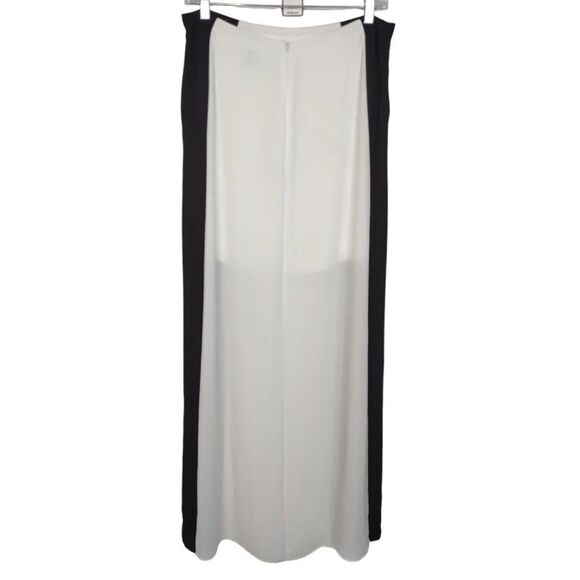BCBG MAXAZRIA Flowy Chiffon Midi Skirt Sammy Ivory and Black size Small - Picture 2 of 16